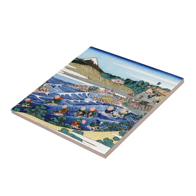 The Fuji from Kanaya on the Tokaido Hokusai Tile (Side)