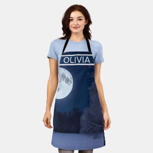 The full moon at Christmas Apron