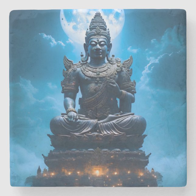 The Full Moon Light of the Buddha Stone Coaster (Front)