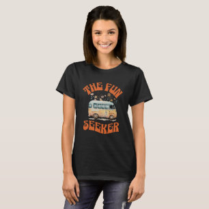 The fun seeker hippy retro typography camper van T-Shirt