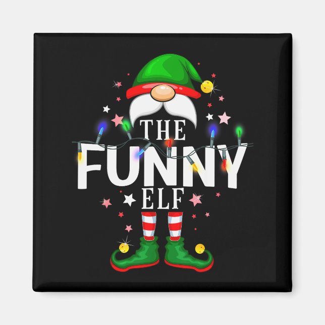 The Funny Elf Christmas Family Pajama Party  Magnet (Front)