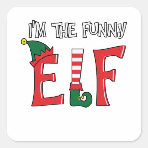 The Funny Elf Family Matching Christmas Pajamas Square Sticker