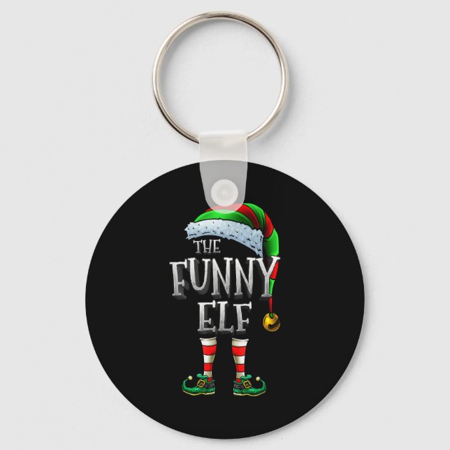 The Funny Elf Shirt Matching Family Funny Christma Key Ring (Front)