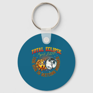 The Funny Sun Getting Mooned Total Solar Key Ring