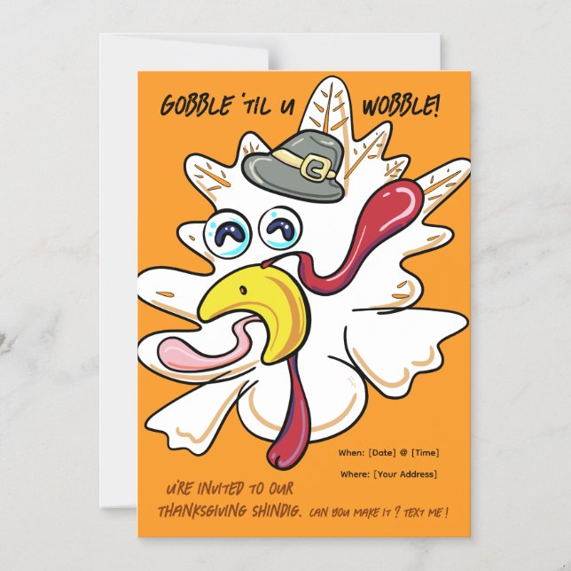 The Funny Thanksgiving Turkey 2025 Magnetic Invitation (Front)