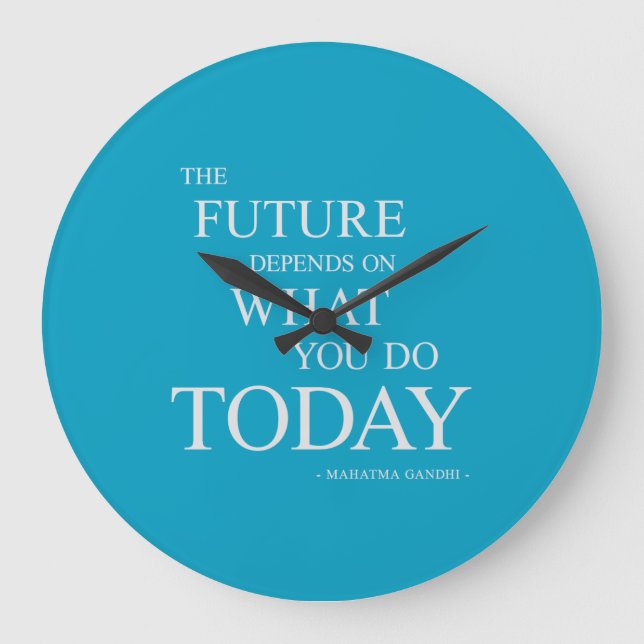The Future Inspiring Motivational Quote Clock Blue (Front)