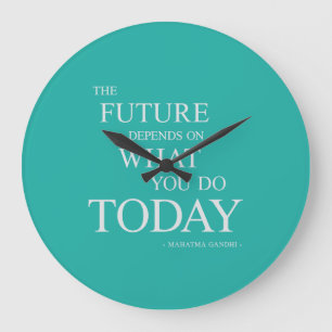 The Future Inspiring Motivational Quote Clock Teal