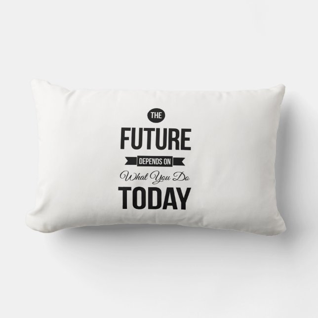 The Future Inspiring Quote White Lumbar Cushion (Front)