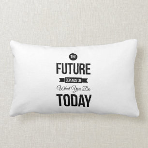The Future Inspiring Quote White Lumbar Cushion