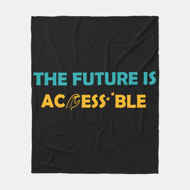 The Future Is Accessible ASL Sign Language Braille Fleece Blanket (Front)