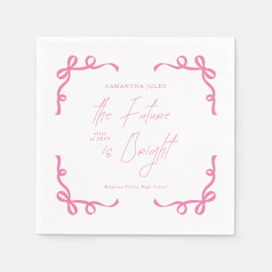 The Future is Bright Bow Script Graduation Party Napkin
