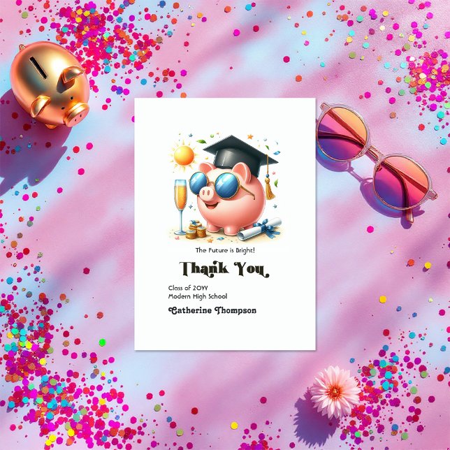 The Future is Bright Finance Graduation Photo Thank You Card (The Future is Bright Finance Graduation Photo Thank You Card)