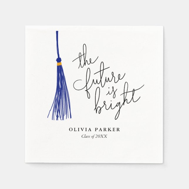 The Future is Bright Graduation Blue Tassel Napkin (Front)