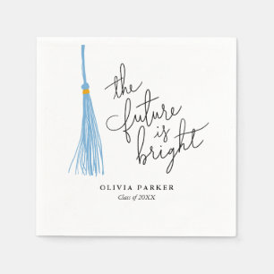 The Future is Bright Graduation Light Blue Tassel Napkin