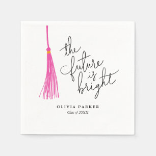 The Future is Bright Graduation Pink Tassel Napkin