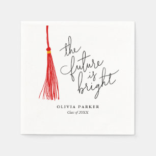 The Future is Bright Graduation Red Tassel Napkin
