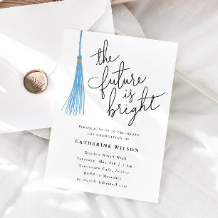 The Future Is Bright Light Blue Graduation Party Invitation