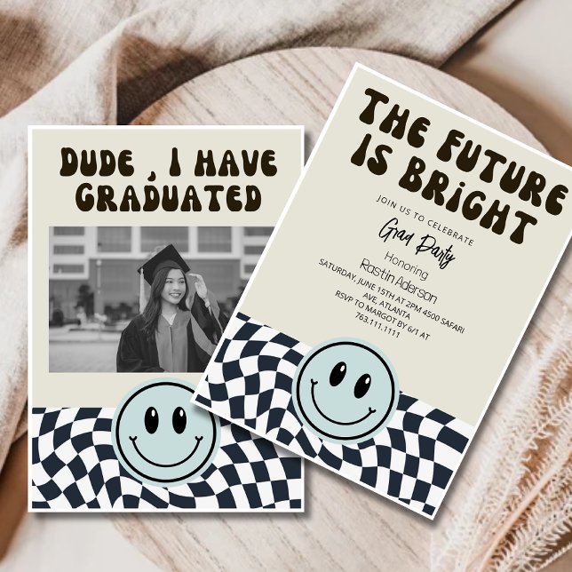 The Future is Bright Retro graduation party Invitation (Creator Uploaded)