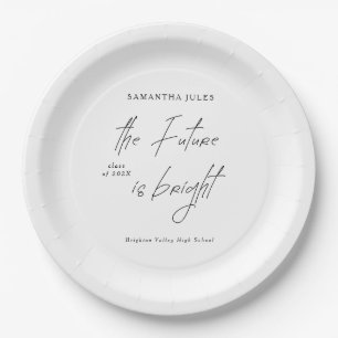 The Future is Bright Script Graduation Party Paper Plate