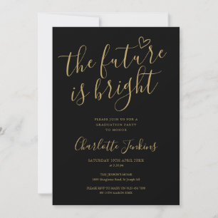 The Future Is Bright Script Heart Graduation Party Invitation