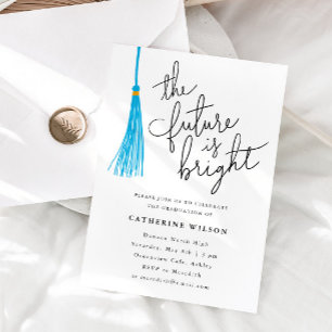 The Future Is Bright Sky Blue Graduation Party Invitation