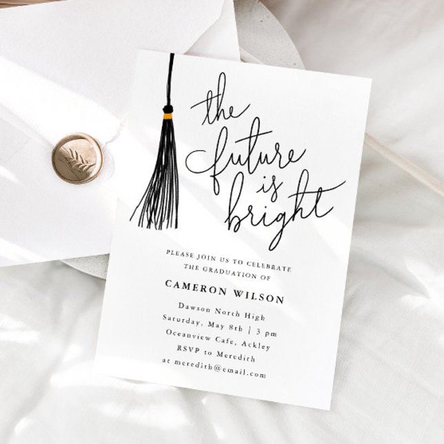 The Future Is Bright Tassel Graduation Party Photo Invitation (Creator Uploaded)