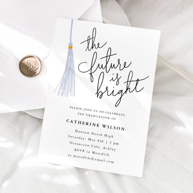 The Future Is Bright White Graduation Party Photo Invitation (Creator Uploaded)