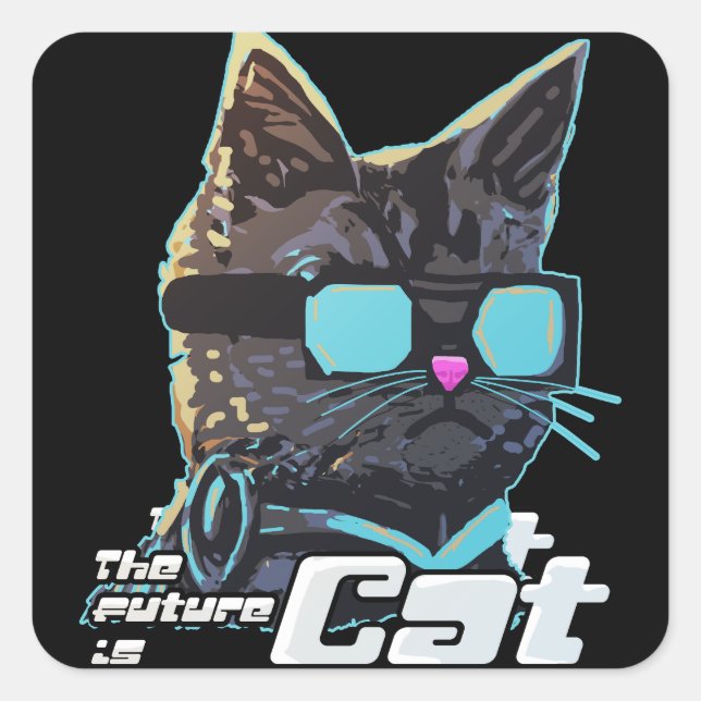 The Future is Cat Square Sticker (Front)