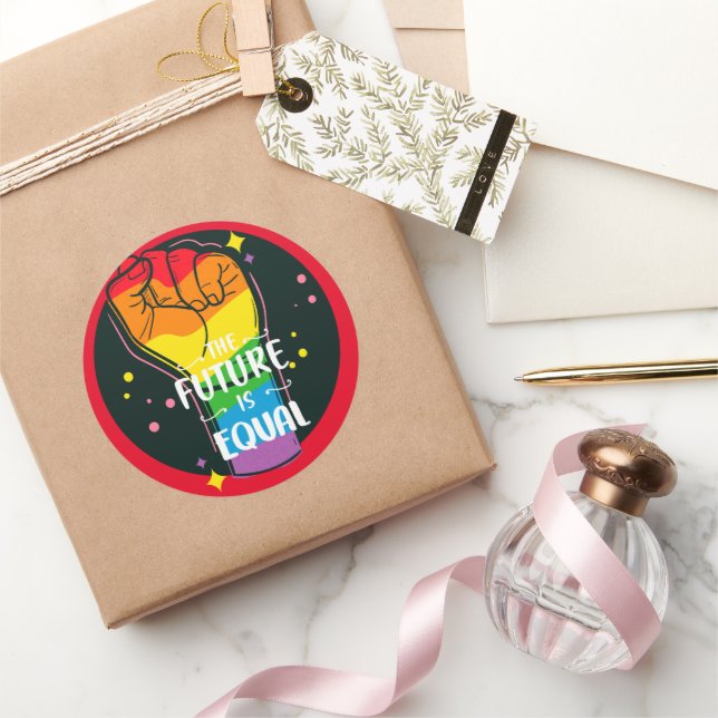 The Future Is Equal Raised Fist Classic Round Sticker (Gifting)