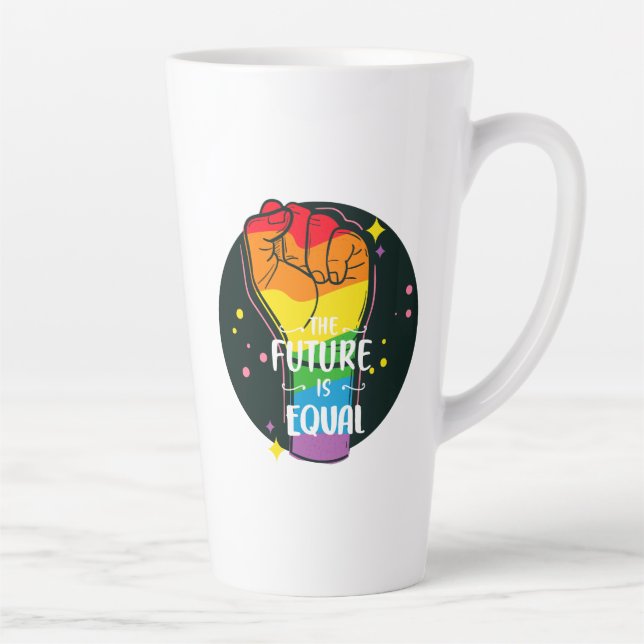 The Future Is Equal Raised Fist Latte Mug (Right)