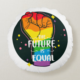 The Future Is Equal Raised Fist Round Cushion