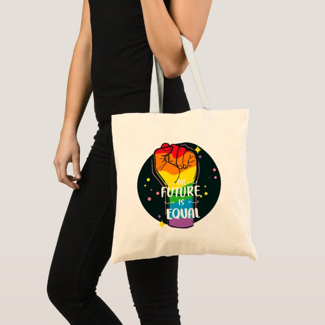 The Future Is Equal Raised Fist Tote Bag (Front (Product))
