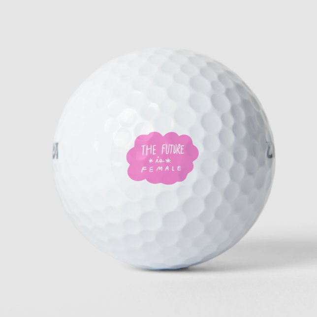 The future is female sticker collage pink golf balls (Front)