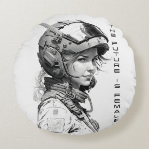 The future is female wall art, the future feminine round cushion