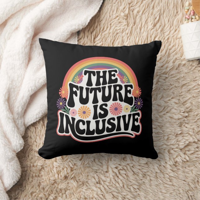The Future is Inclusive Rainbow LGBTQ Flag Gay  Cushion (Blanket)