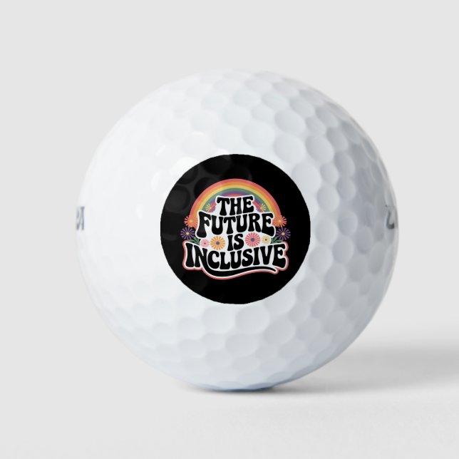 The Future is Inclusive Rainbow LGBTQ Flag Gay  Golf Balls (Front)