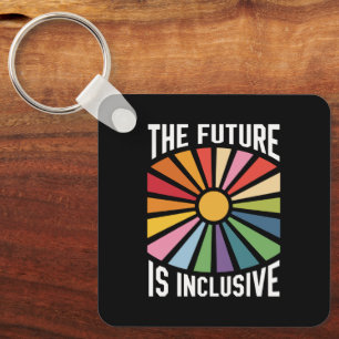 The Future is Inclusive Rainbow Pride Trans Rights Key Ring