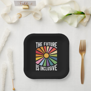 The Future is Inclusive Rainbow Pride Trans Rights Paper Plate