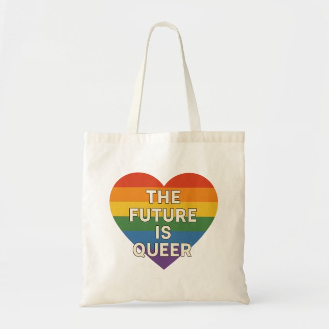 The Future Is Queer - Rainbow Heart Tote Bag (Front)