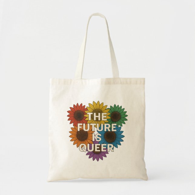 The Future Is Queer - Rainbow Sunflowers Tote Bag (Front)