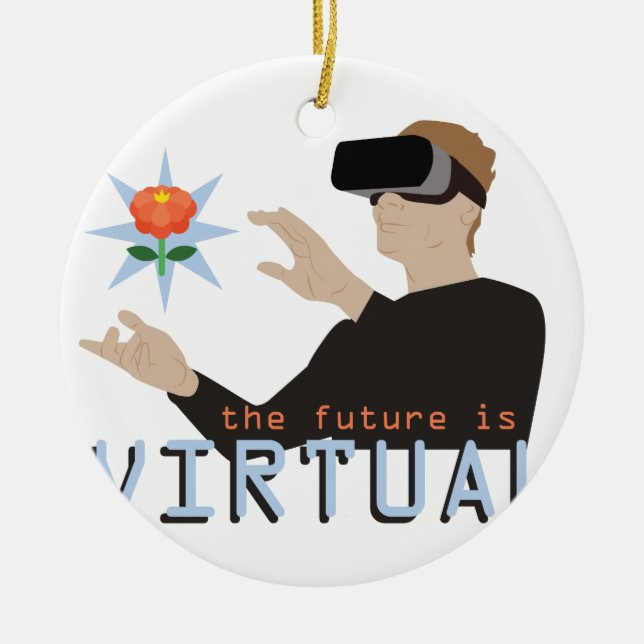 The Future Is Virtual Ceramic Tree Decoration (Front)