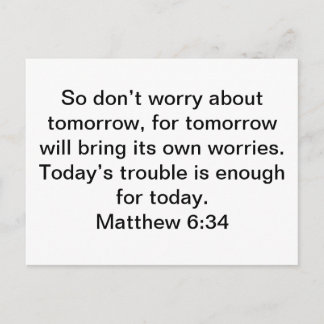 The Future. Matthew 6:34 Postcard