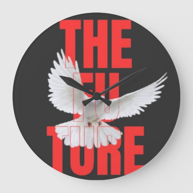 The Future – Motivational Typography Quote |  Large Clock (Front)