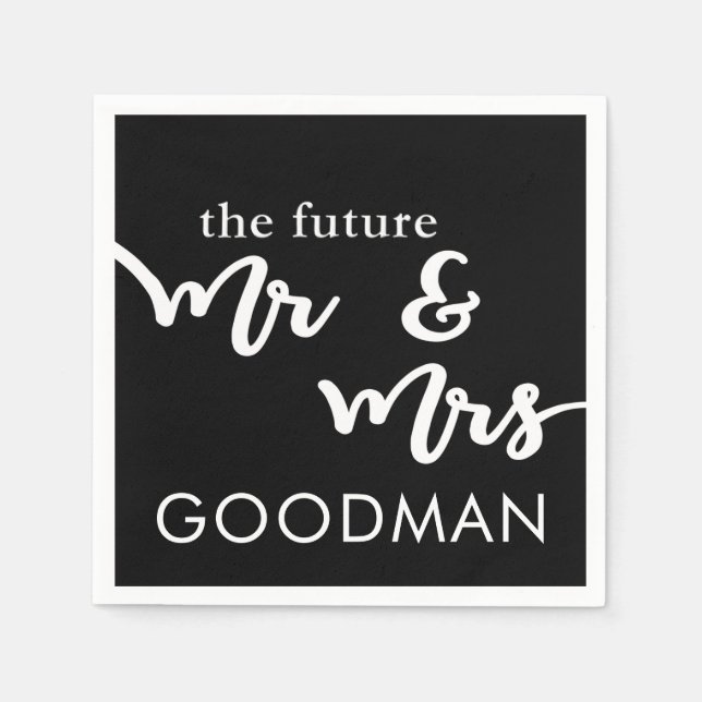 The Future Mr and Mrs Cocktail Napkins (Black) (Front)