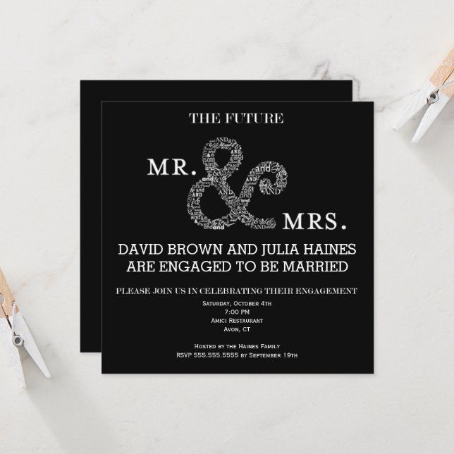 The Future Mr & Mrs Rustic Engagement Bridal Party Invitation (Front/Back In Situ)