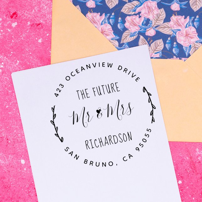 The Future Mr & Mrs | Rustic Hand Drawn Wedding Self-inking Stamp (Creator Uploaded)