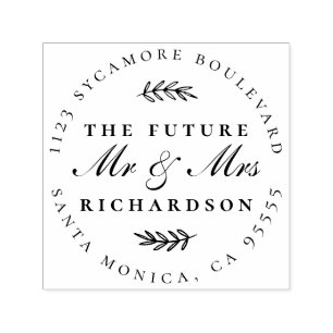 The Future Mr & Mrs Script Engaged Couple Address Self-inking Stamp
