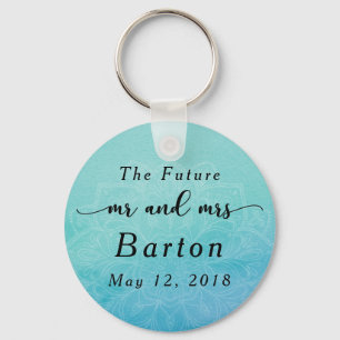 "The Future Mr. & Mrs" Teal & Blue Mandala Key Ring