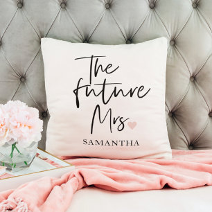 The Future Mrs and Your Name Modern Beauty Gift Cushion