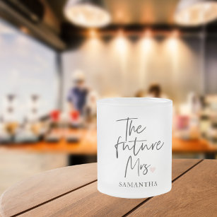 The Future Mrs and Your Name   Modern Beauty Gift Frosted Glass Coffee Mug